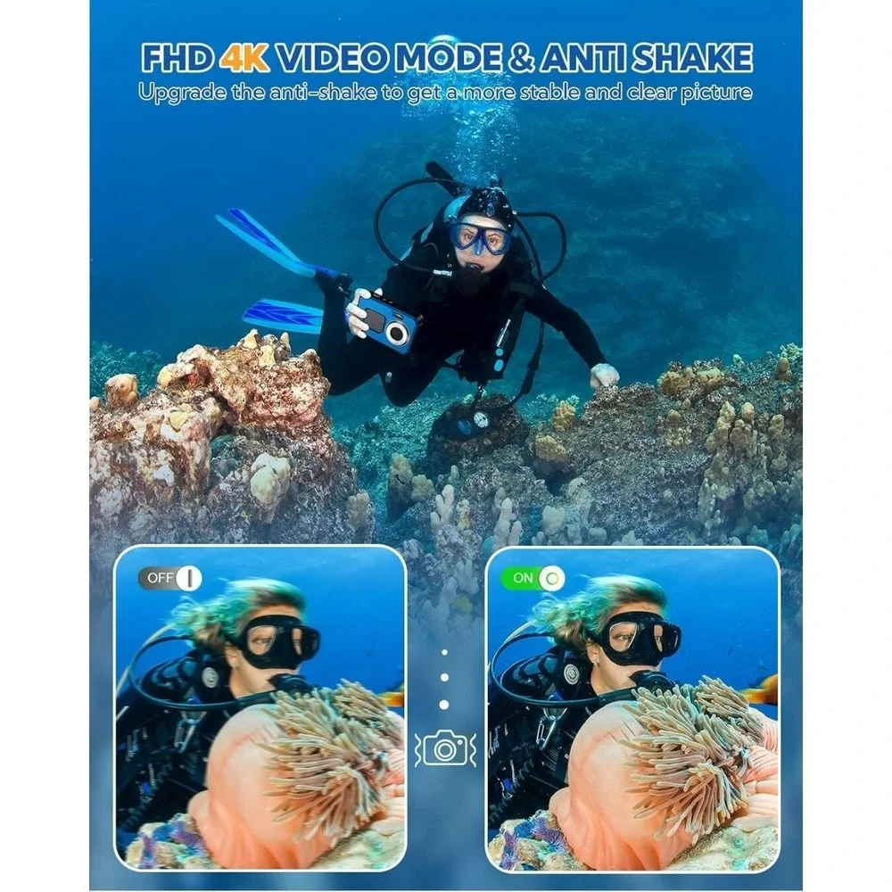 Underwater Camera, 4K 48MP‎ Autofocus Waterproof Digital Camera